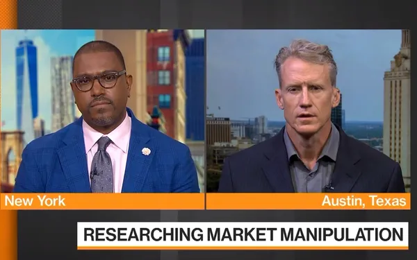 A news program featuring two people talking from different locations.